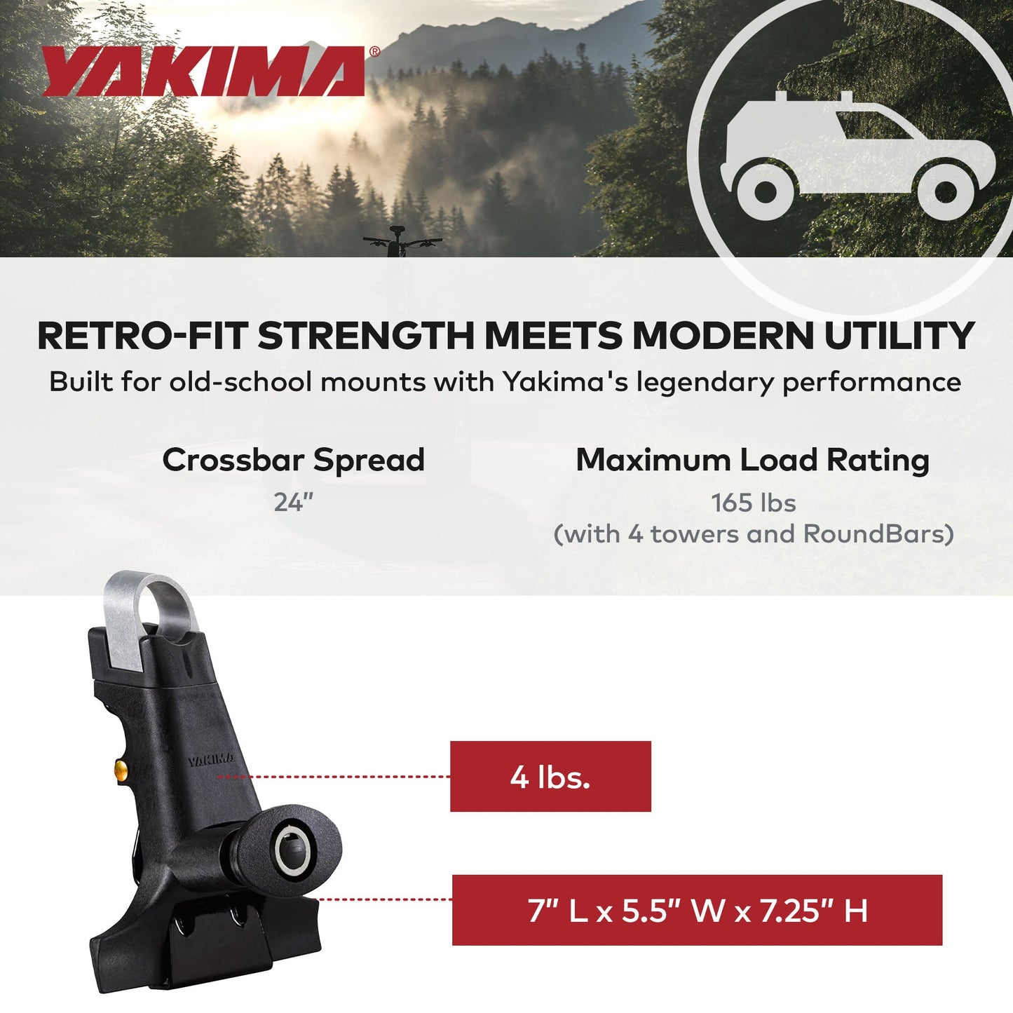 Yakima 1A Raingutter Roof Rack Towers for Vehicles, Compatible w/Yakima Roundbar - Find Fresh Goods