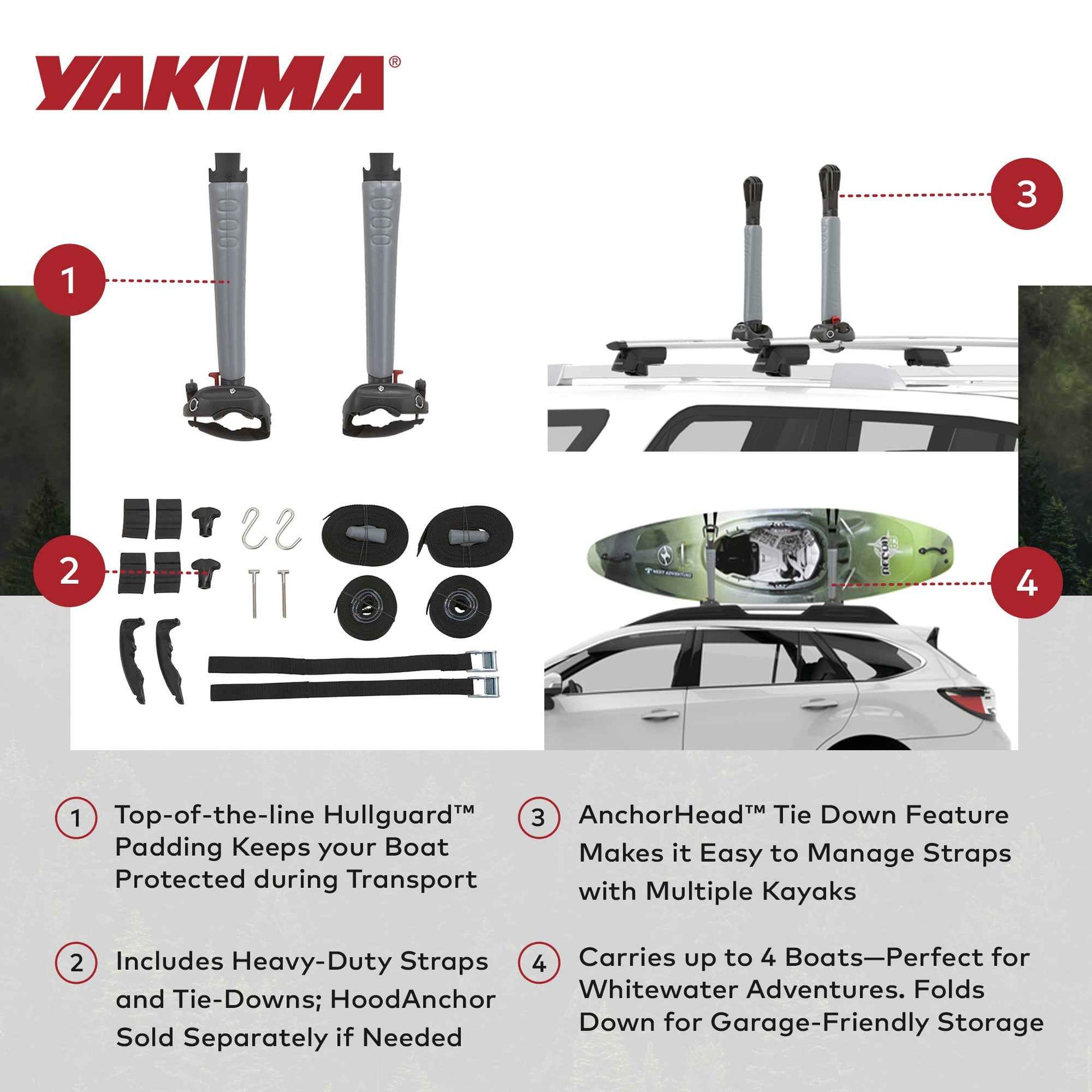 Yakima BigStack Foldable Steel Versatile Kayak Stacker Carries Up to 4 Boats