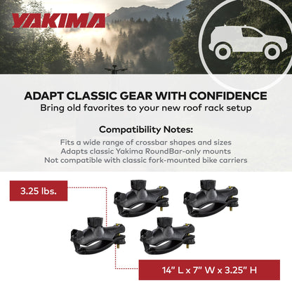 Yakima Universal MightyMount Mounts Aero or Factory Crossbars, Black, Set of 4 - Find Fresh Goods