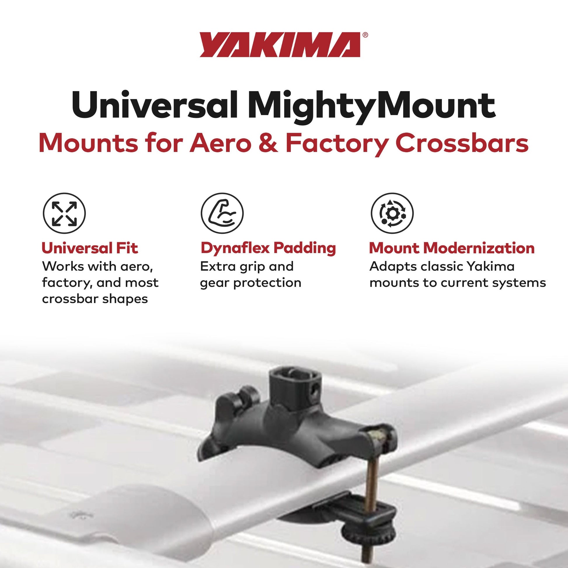 Yakima Universal MightyMount Mounts Aero or Factory Crossbars, Black, Set of 4 - Find Fresh Goods