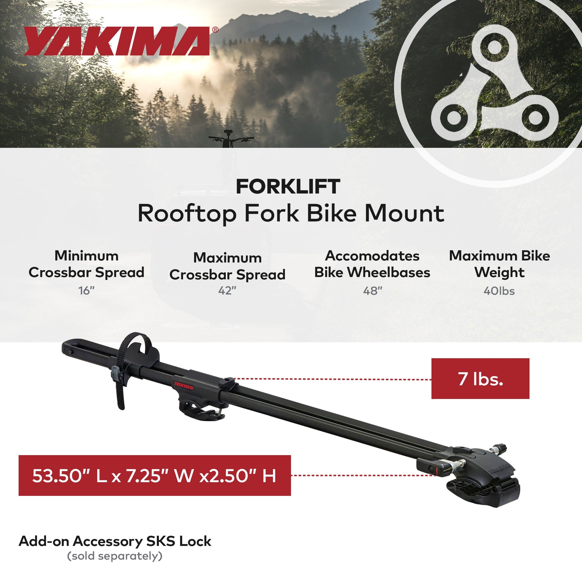 YAKIMA ForkLift Rooftop Fork Style Bike Mount, Fits All StreamLine Crossbars - Find Fresh Goods