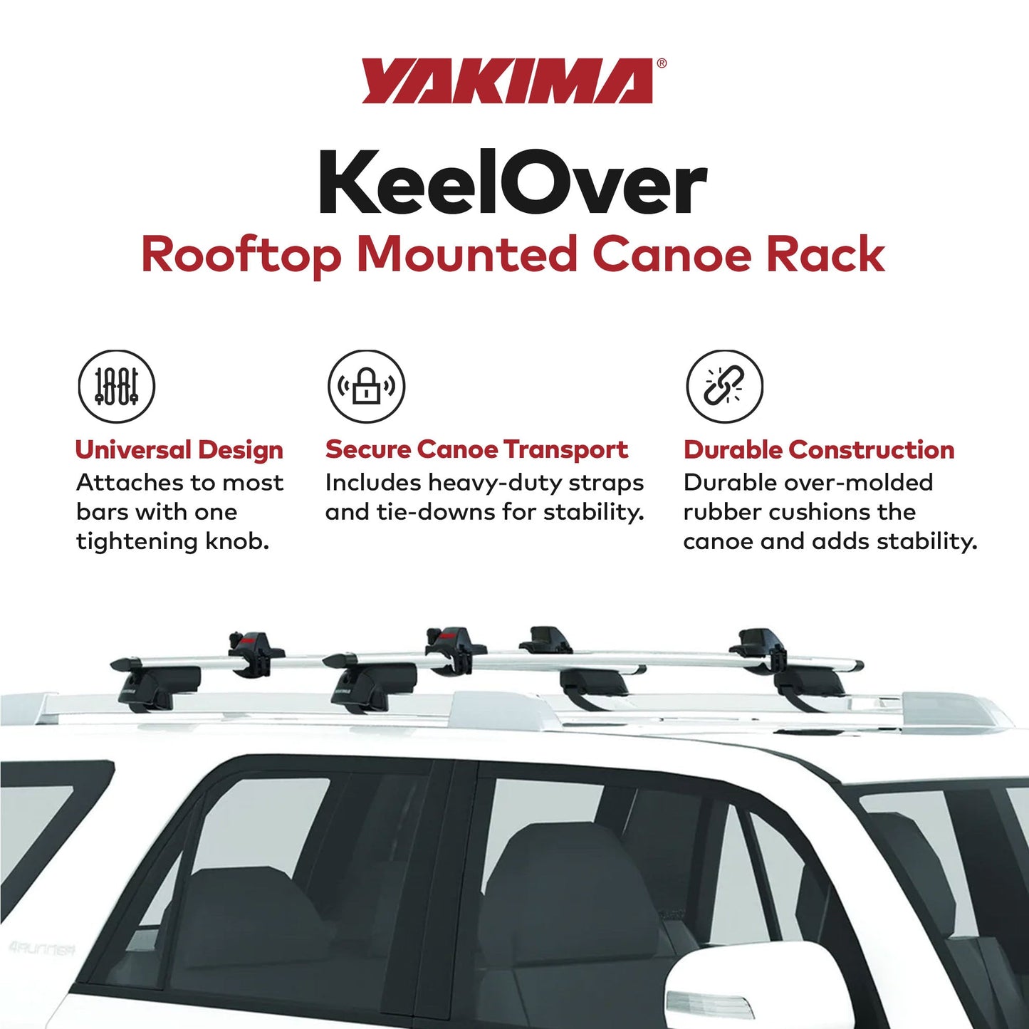 Yakima KeelOver Rooftop Single Canoe Mount Strap & Bow Secure Vehicle Attachment - Find Fresh Goods