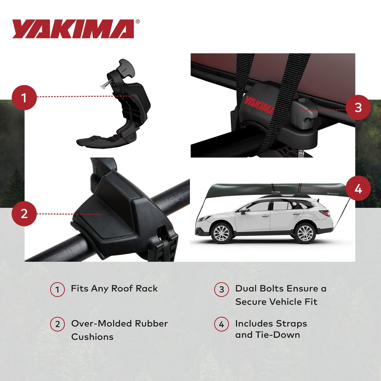 Yakima KeelOver Rooftop Single Canoe Mount Strap & Bow Secure Vehicle Attachment - Find Fresh Goods