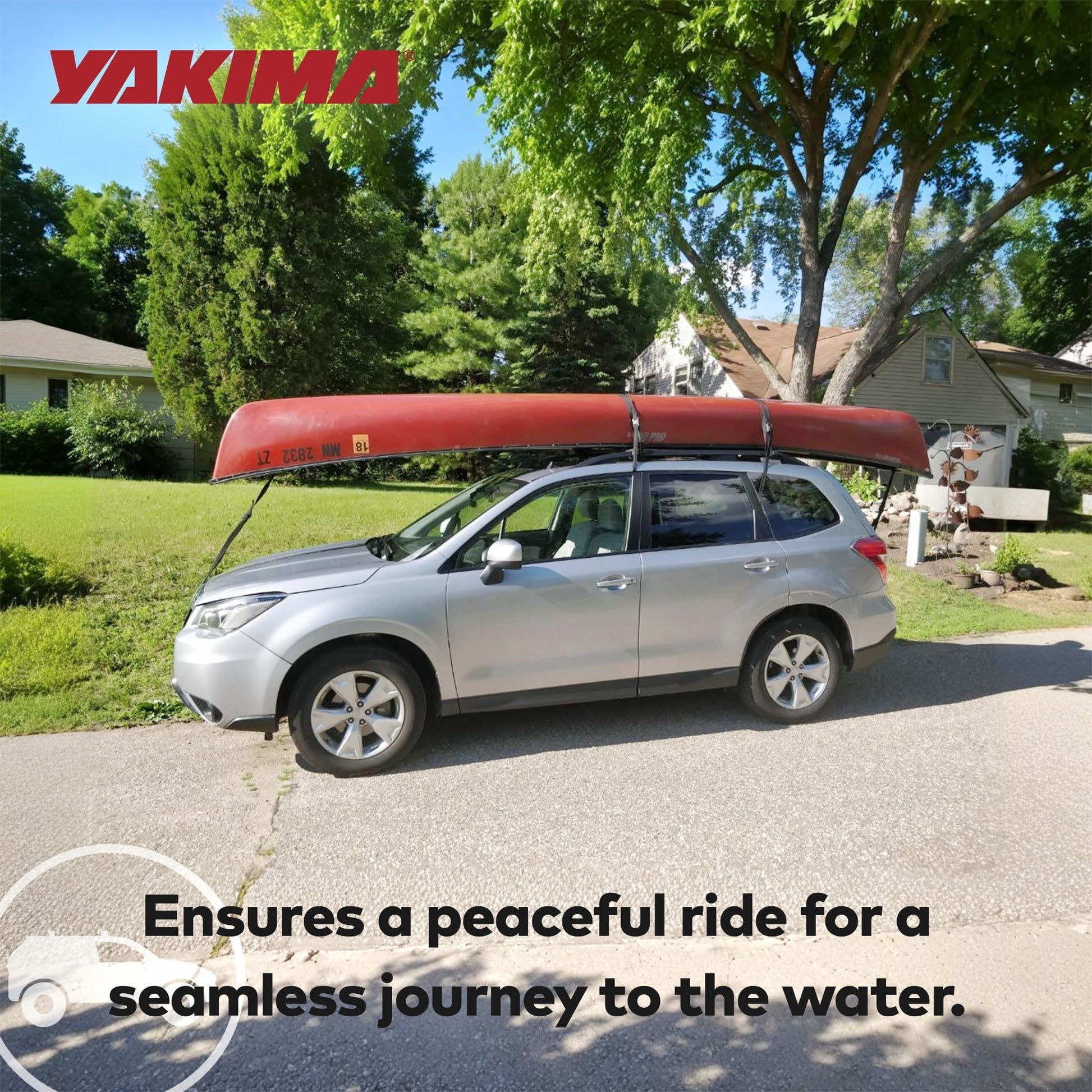 Yakima KeelOver Rooftop Single Canoe Mount Strap & Bow Secure Vehicle Attachment - Find Fresh Goods