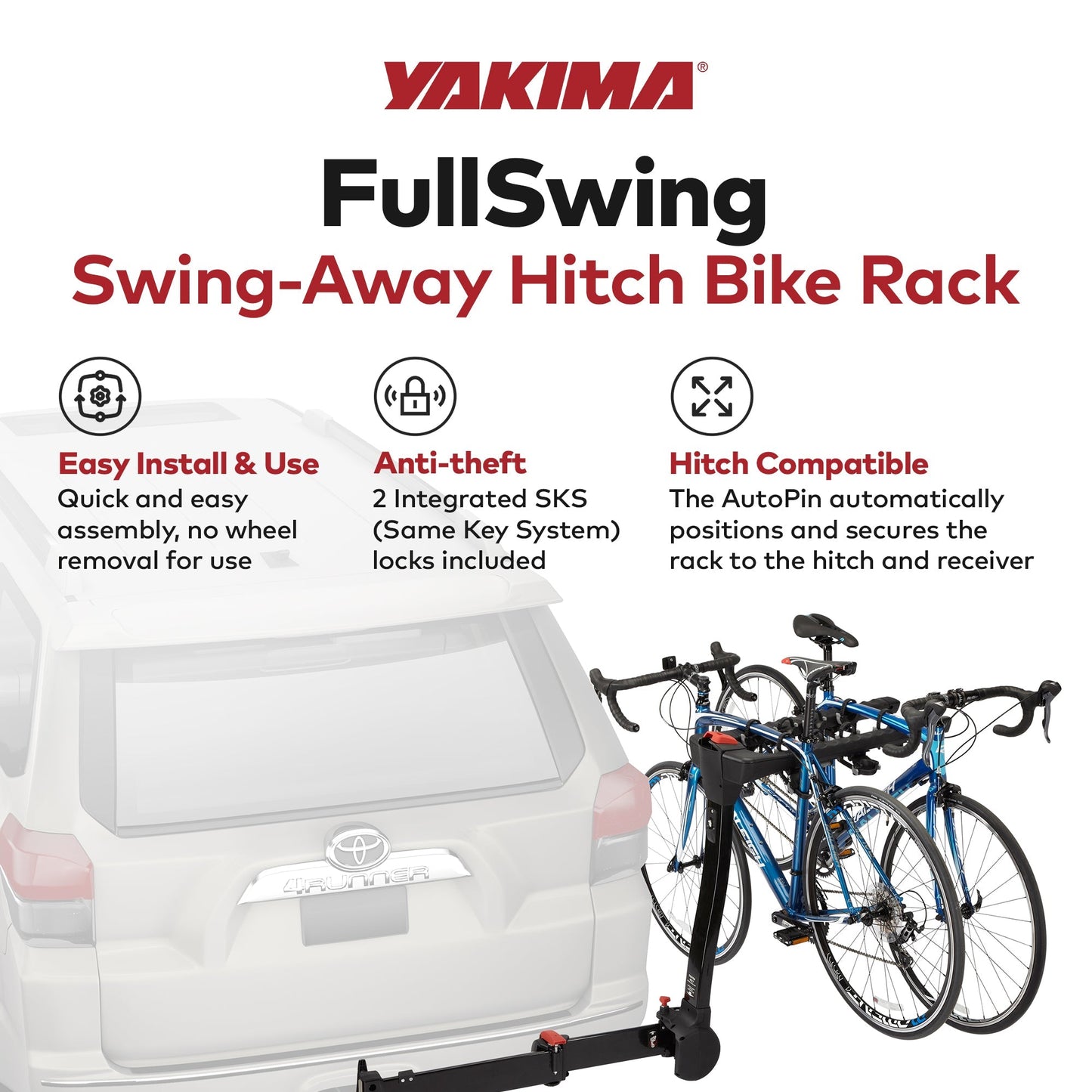 Yakima FullSwing Premium Swing-Away Bike Rack with ZipStrips, Universal Fit - Find Fresh Goods
