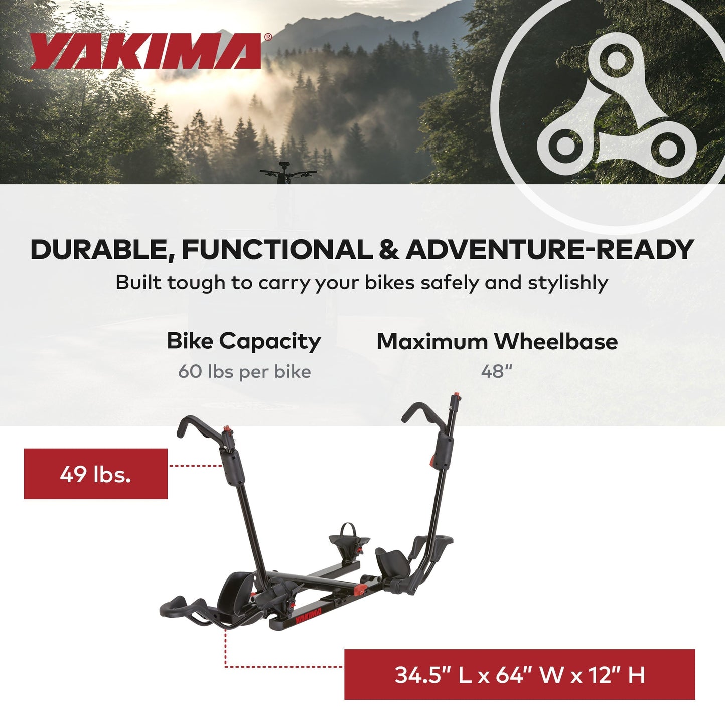 Yakima HoldUp 2 Bike Capacity 1.25" Hitch Bicycle Bike Rack w/SKS Locks, Black - Find Fresh Goods