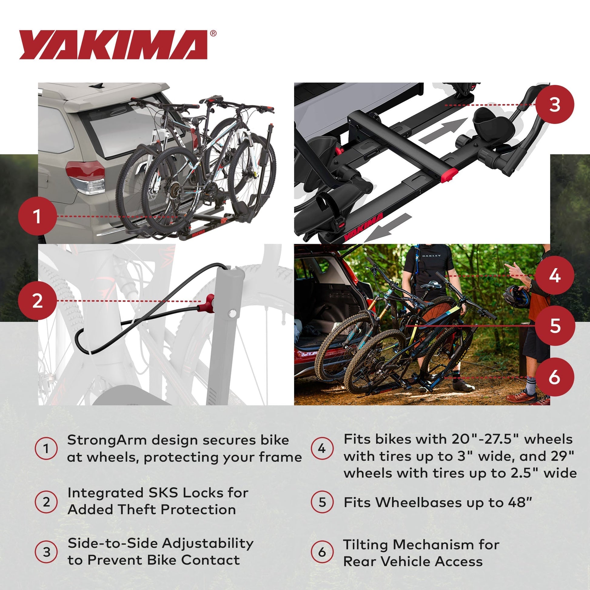 Yakima HoldUp 2 Bike Capacity 1.25" Hitch Bicycle Bike Rack w/SKS Locks, Black - Find Fresh Goods