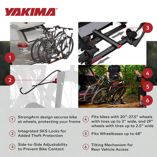 Yakima HoldUp 2 Bike Capacity 1.25" Hitch Bicycle Bike Rack w/SKS Locks, Black - Find Fresh Goods