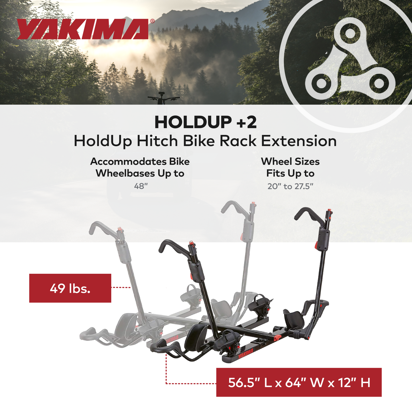 Yakima HoldUp+2 Hitch Bike Rack Extension, Extension ONLY (Rack Not Included) - Find Fresh Goods