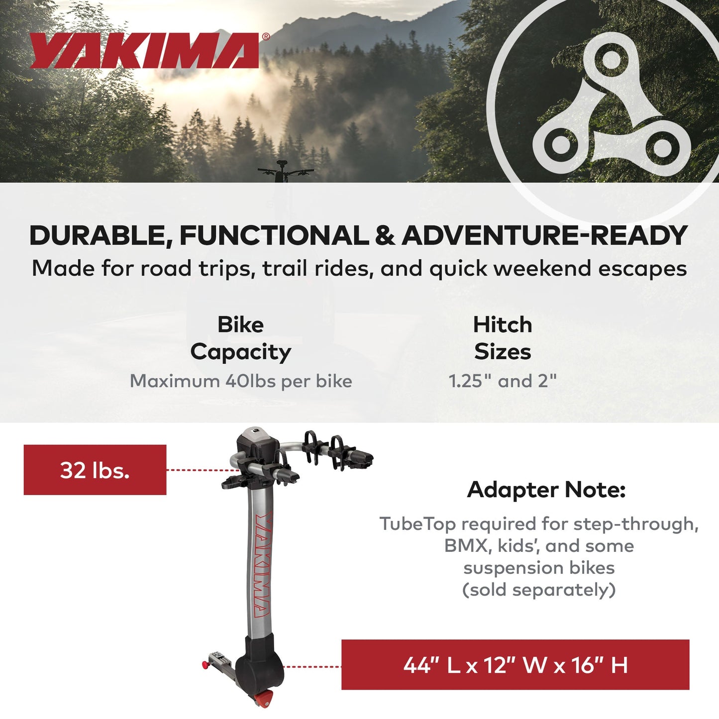 Yakima RidgeBack Tilt Away Hitch Bike Rack Holds 2 Bikes for Cars, SUVs, Trucks - Find Fresh Goods