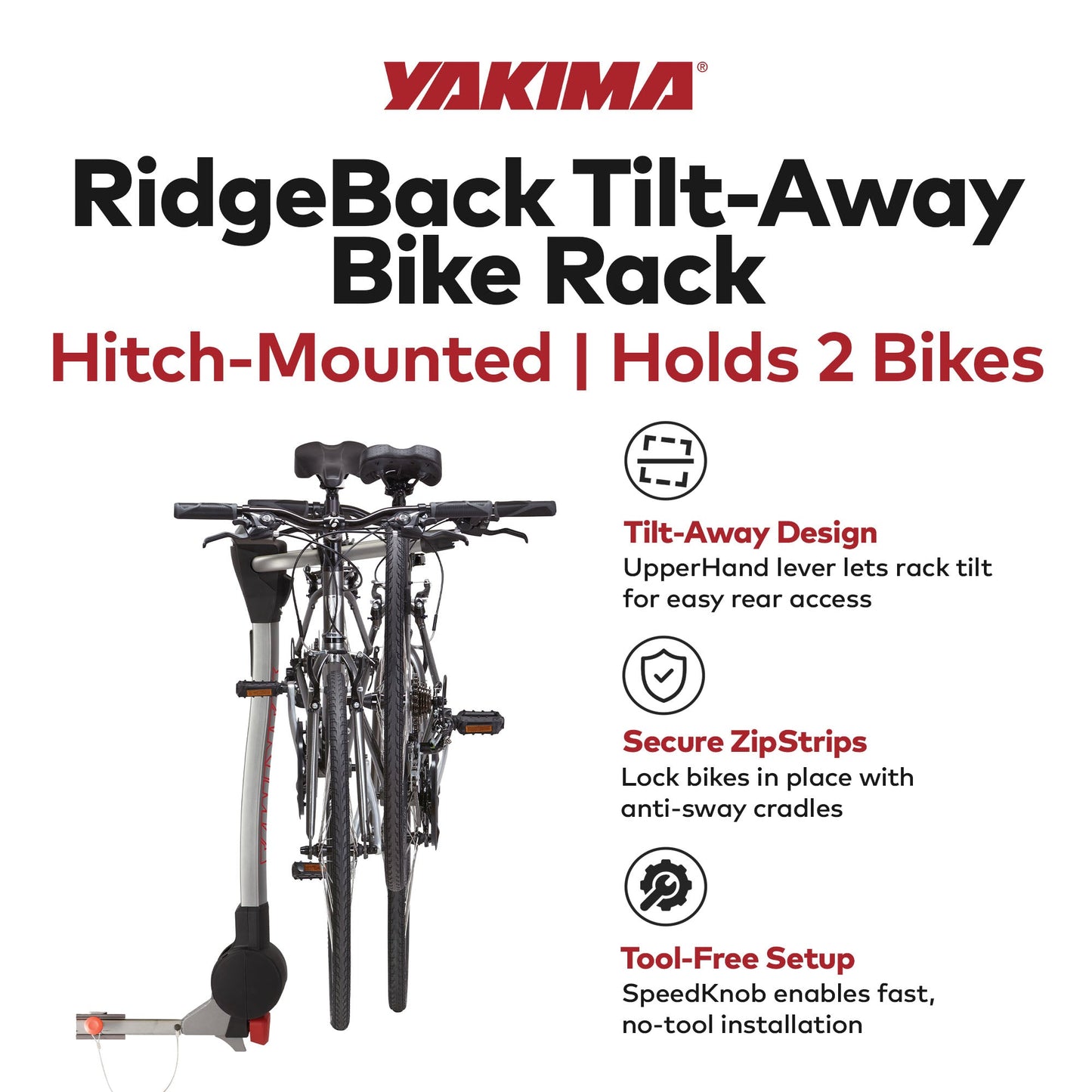 Yakima RidgeBack Tilt Away Hitch Bike Rack Holds 2 Bikes for Cars, SUVs, Trucks - Find Fresh Goods