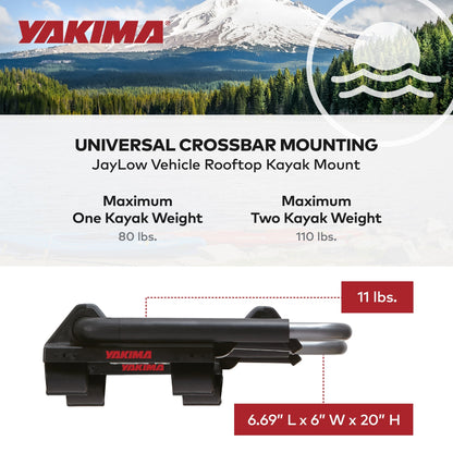 Yakima JayLow Rooftop Mounted Kayak Rack, Compatible with StreamLine Towers - Find Fresh Goods