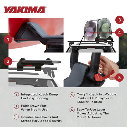 Yakima JayLow Rooftop Mounted Kayak Rack, Compatible with StreamLine Towers - Find Fresh Goods