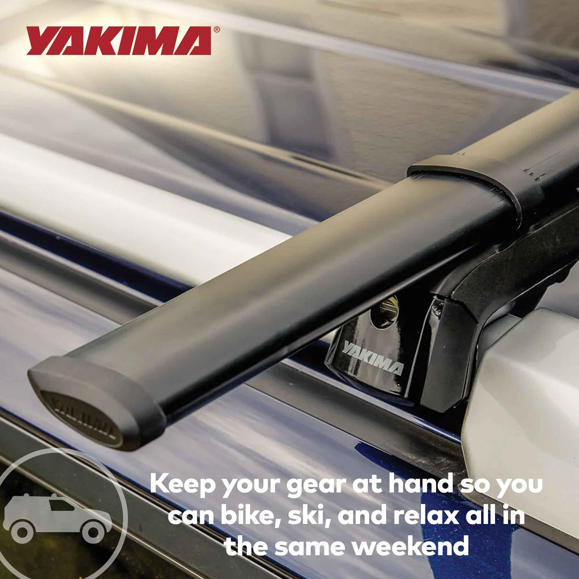 YAKIMA 50 Inch Steel CoreBar Aerodynamic Roof Rack Crossbars, Black, Set of 2