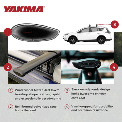 YAKIMA 70 Inch Steel CoreBar Aerodynamic Roof Rack Crossbars, Black, Set of 2 - Find Fresh Goods