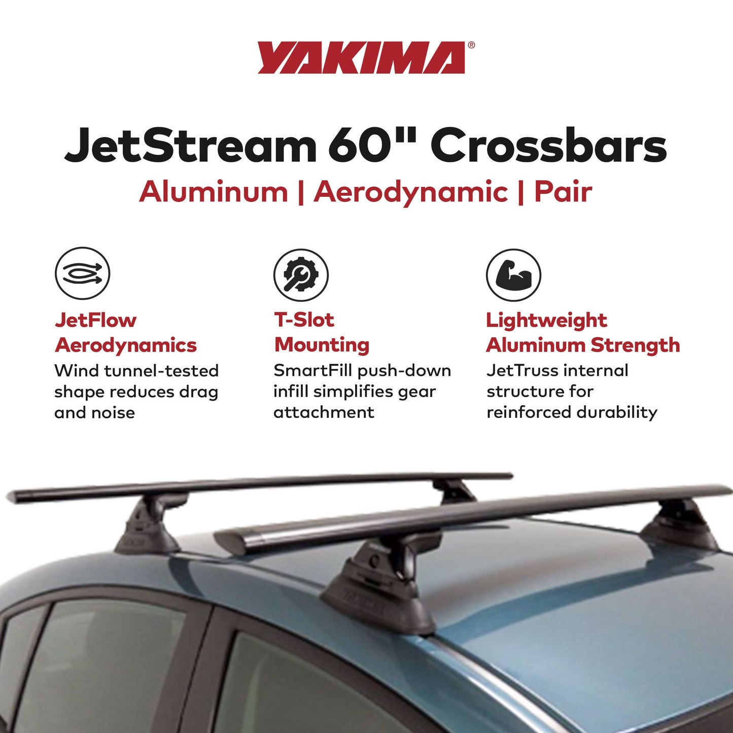 Yakima 60 Inch Pair JetStreamRoof Rack Crossbars, Compatible w/StreamLine Towers - Find Fresh Goods