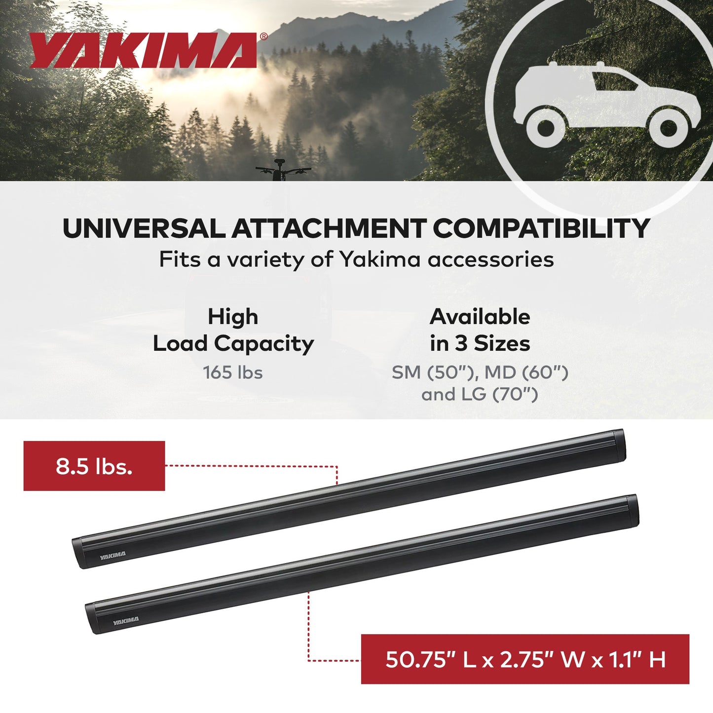 Yakima 50 Inch Pair JetStreamRoof Rack Crossbars, Compatible w/StreamLine Towers - Find Fresh Goods