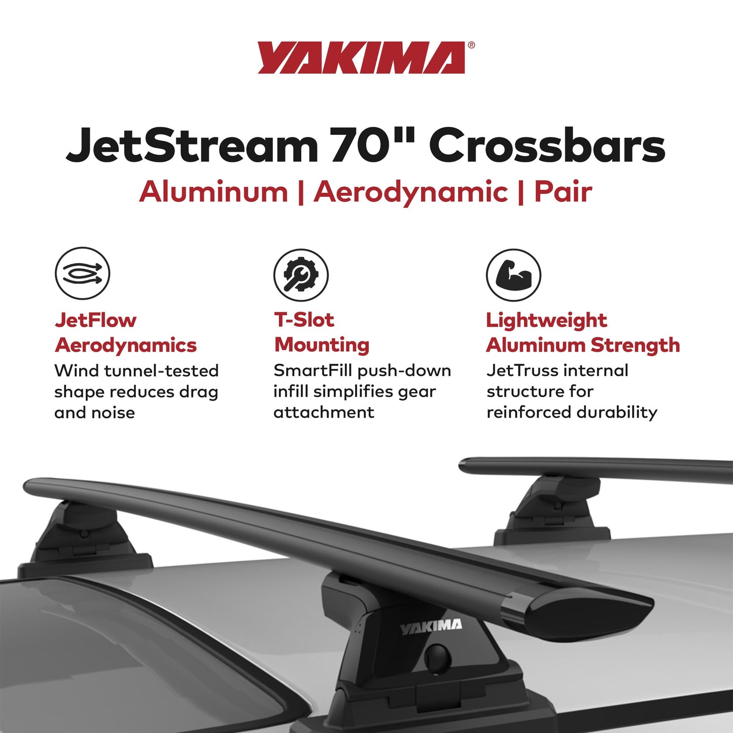 Yakima 70 Inch Pair JetStreamRoof Rack Crossbars, Compatible w/StreamLine Towers - Find Fresh Goods