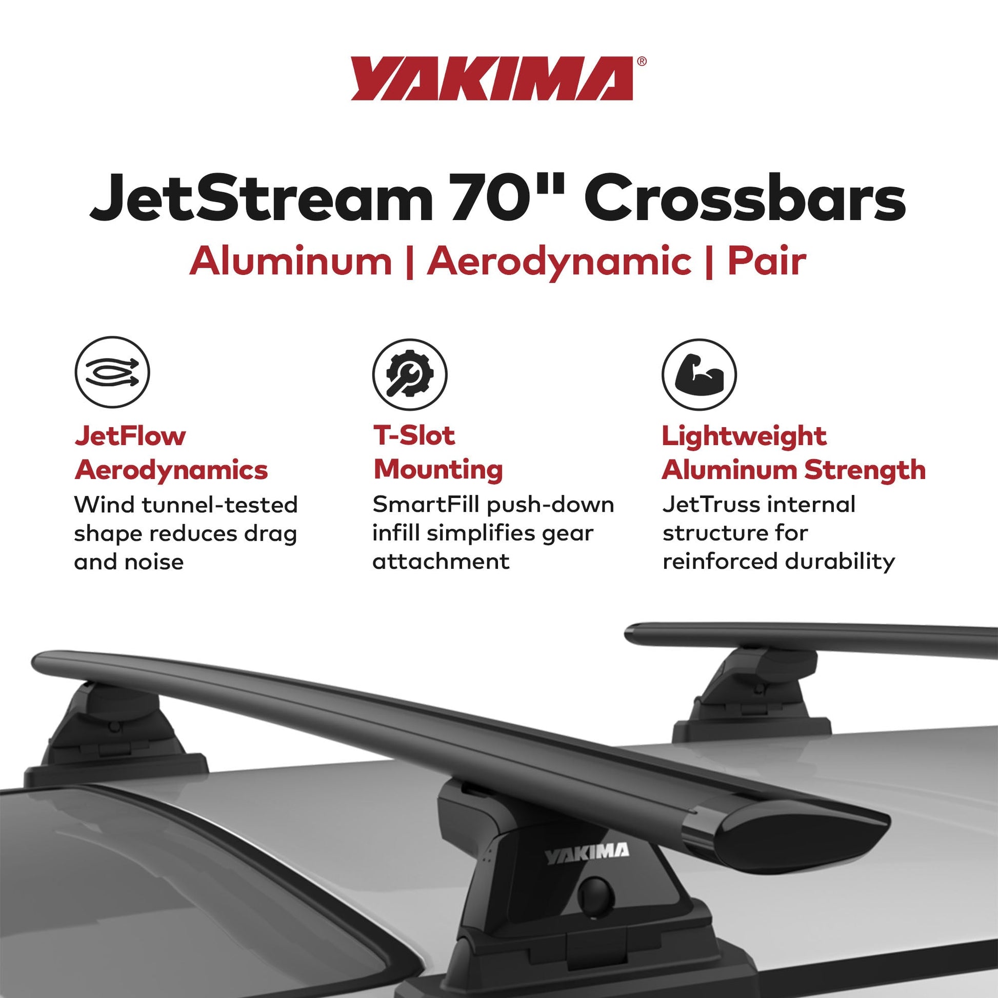 Yakima 70 Inch Pair JetStreamRoof Rack Crossbars, Compatible w/StreamLine Towers - Find Fresh Goods
