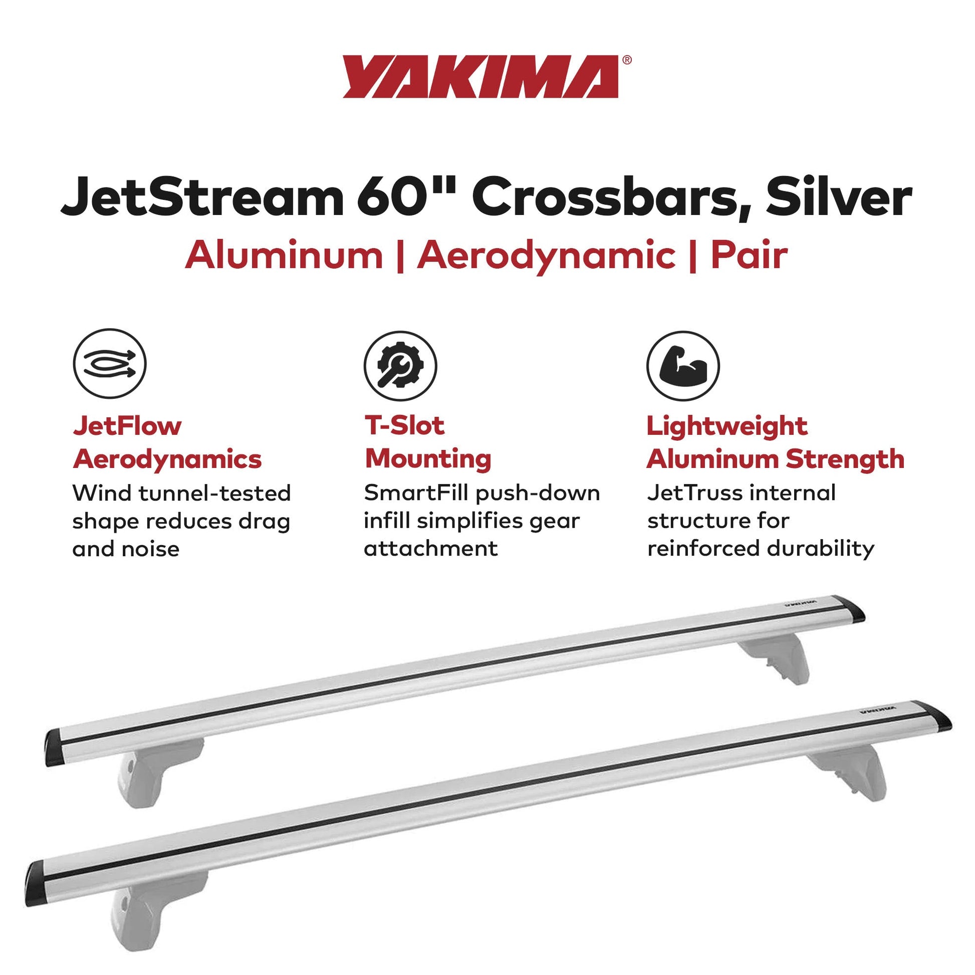 Yakima 60 Inch Pair JetStreamRoof Rack Crossbars, Compatible w/StreamLine Towers - Find Fresh Goods