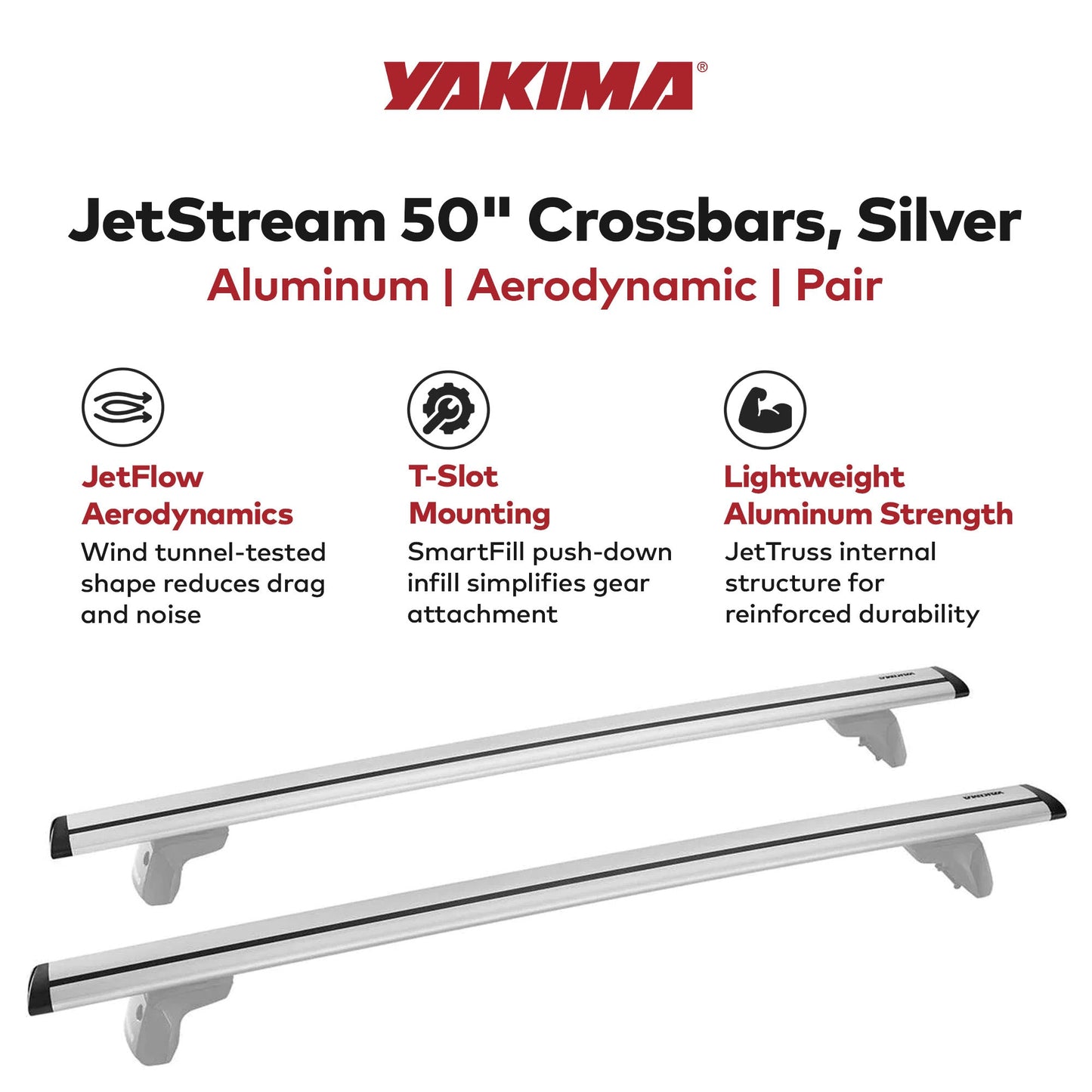 Yakima 50 Inch Pair JetStreamRoof Rack Crossbars, Compatible w/StreamLine Towers - Find Fresh Goods