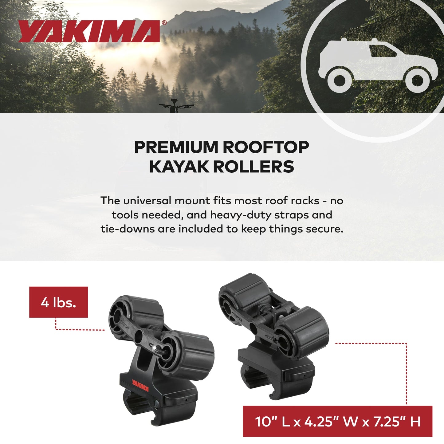 YAKIMA HandRoll Rooftop Mounted Kayak Rack for Vehicles, Set of 2 Kayak Rollers - Find Fresh Goods