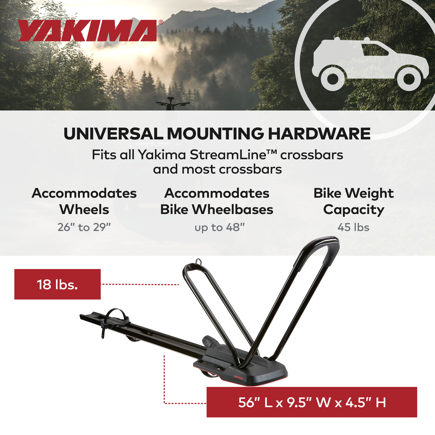 Yakima HighRoad Rooftop Upright Bike Mount, Compatible w/StreamLine Systems - Find Fresh Goods