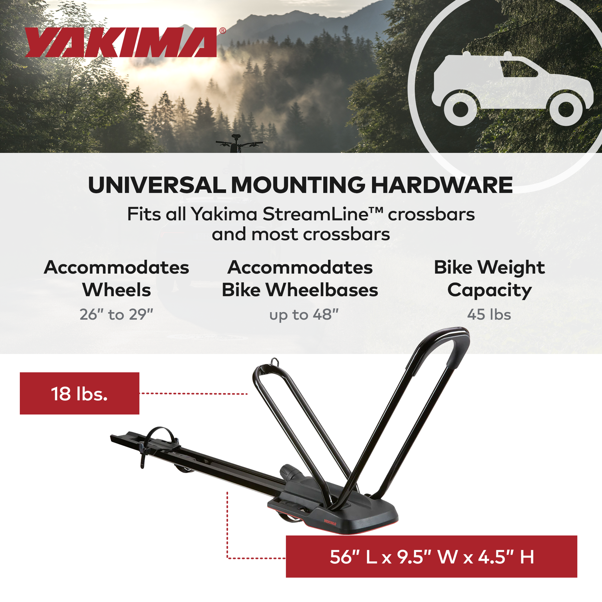 Yakima HighRoad Rooftop Upright Bike Mount, Compatible w/StreamLine Systems - Find Fresh Goods