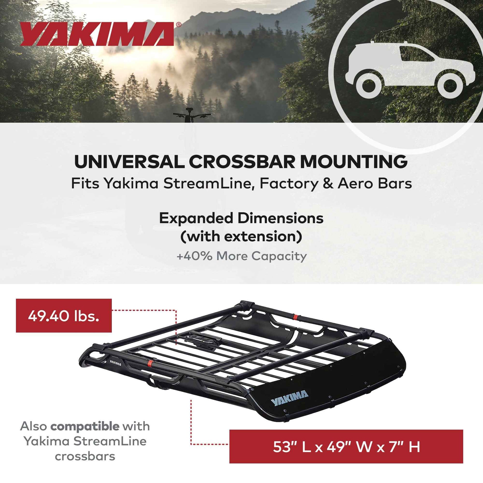 Yakima OffGrid Large Cargo Basket Roof Rack, Compatible w/StreamLine Crossbars