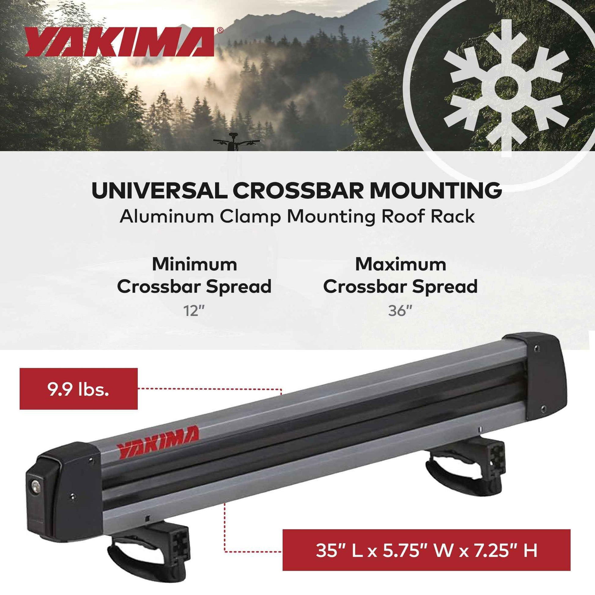 Yakima FreshTrack 6 Universal Car Roof Top Mount Ski and Snowboard Rack, Black