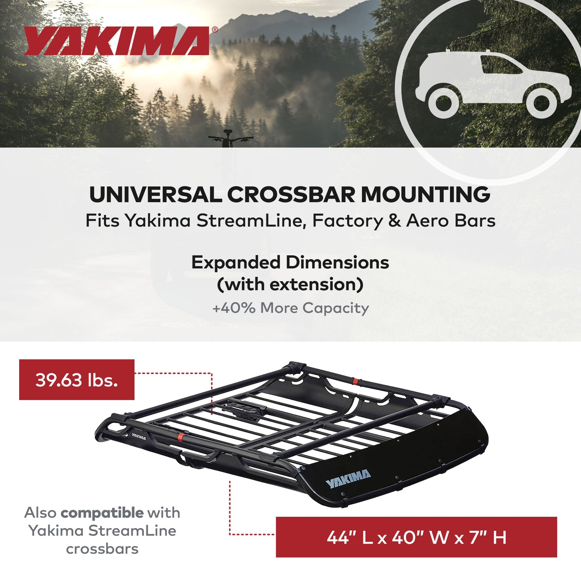 Yakima OffGrid Medium Cargo Basket Roof Rack, Compatible w/StreamLine Systems - Find Fresh Goods
