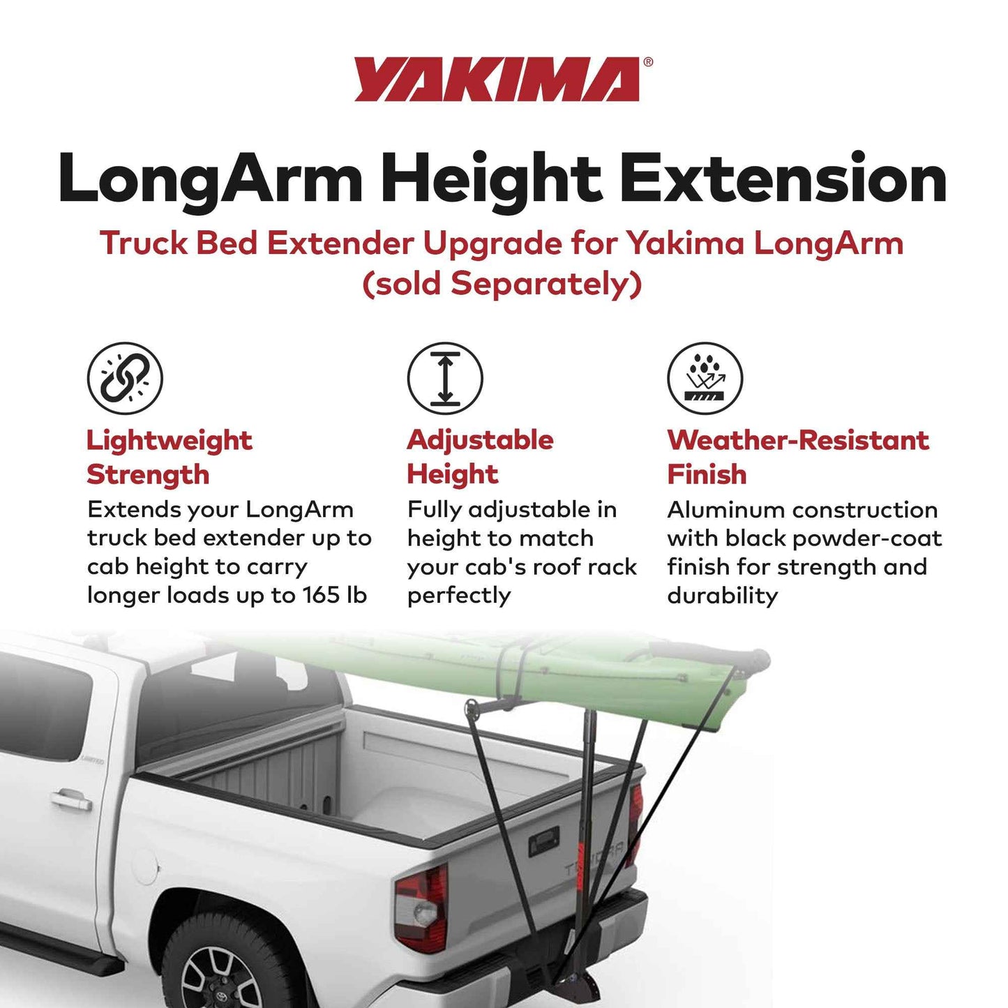 Yakima 3 Pound Aluminum LongArm Height Extension for LongArm Bed Extender, Black