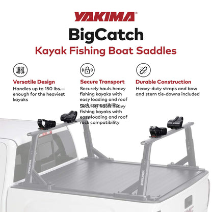 YAKIMA BigCatch Kayak Fishing Boat Saddles for Roof Racks and Trailers, Black