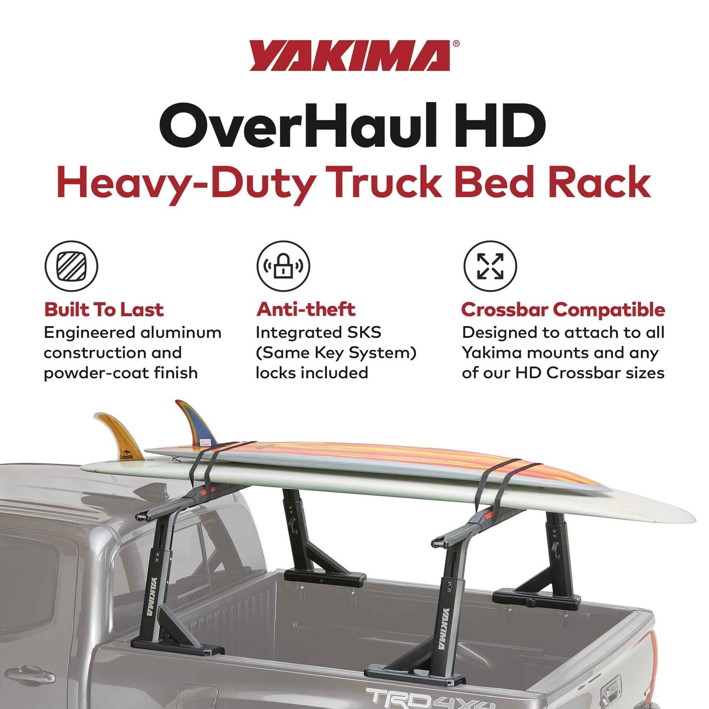 Yakima OverHaul HD (Towers Only) Heavy Duty Truck Bed Rack, Compatible w/HD Bar