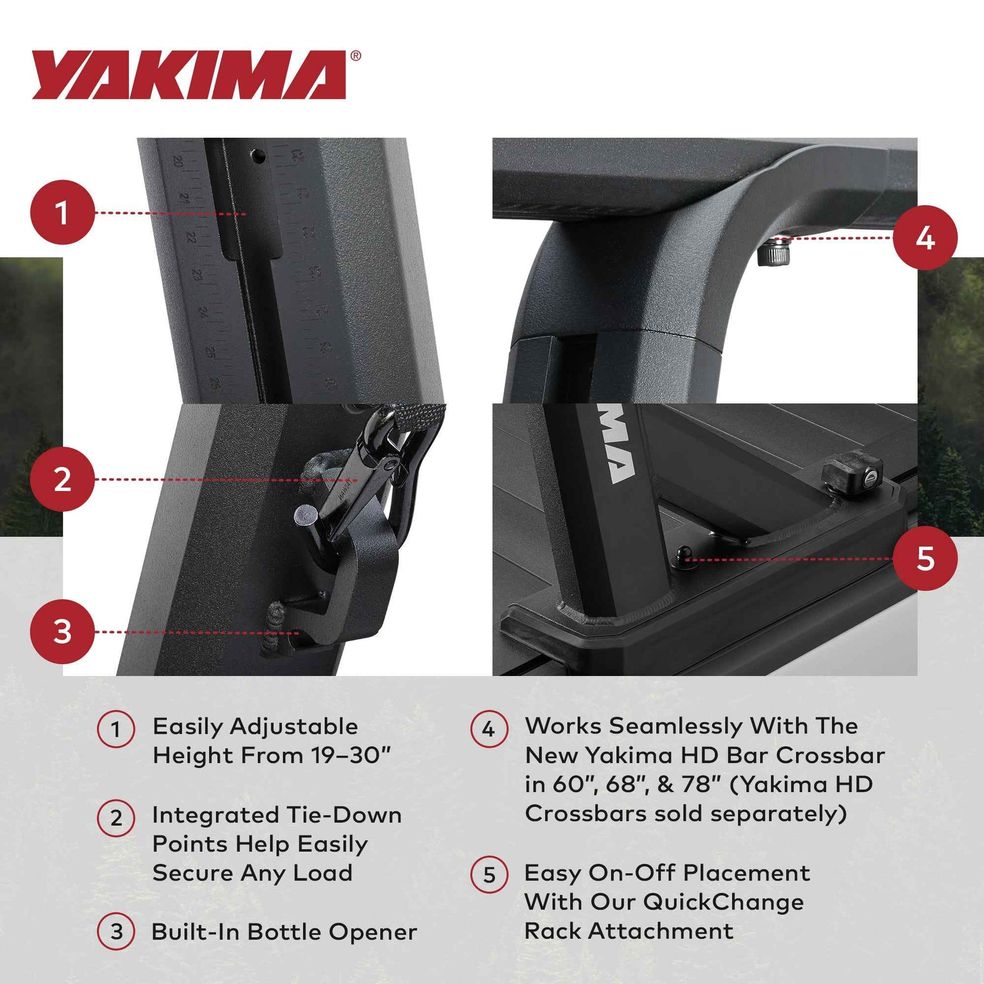 Yakima OverHaul HD (Towers Only) Heavy Duty Truck Bed Rack, Compatible w/HD Bar