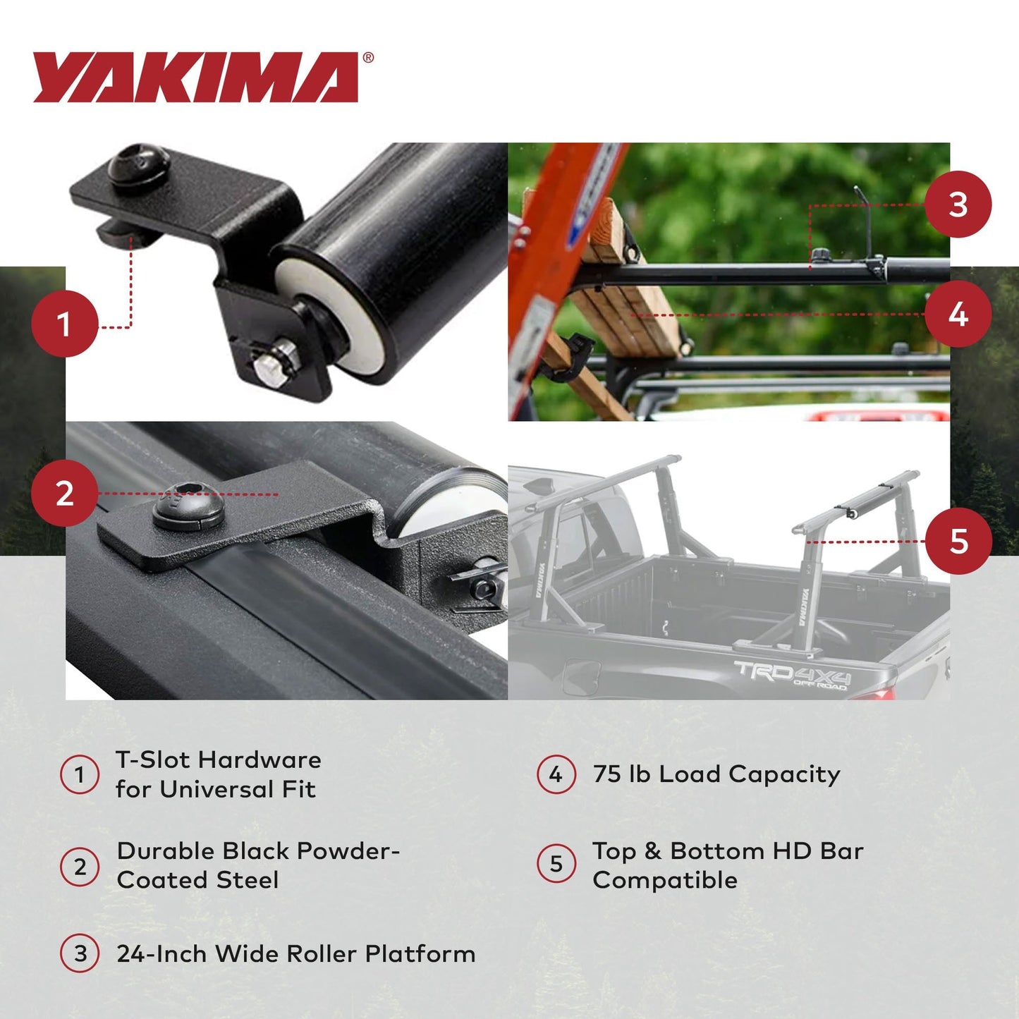 Yakima 2.5 Pound T-Slot Mounted Load Assist Ladder Roller, Compatible w/HD Bars - Find Fresh Goods