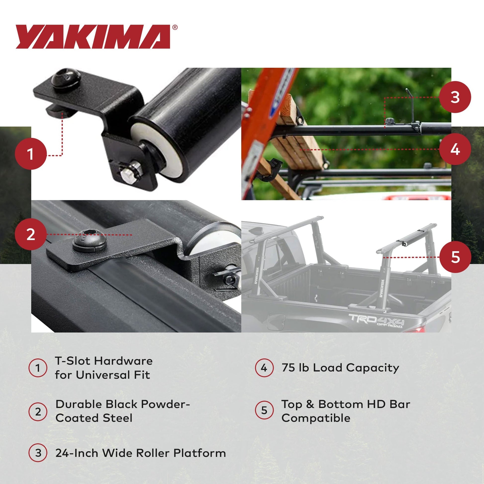 Yakima 2.5 Pound T-Slot Mounted Load Assist Ladder Roller, Compatible w/HD Bars - Find Fresh Goods