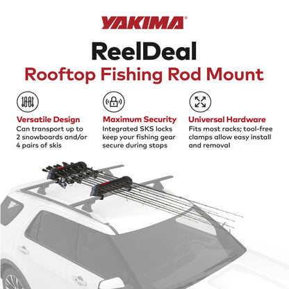 YAKIMA ReelDeal Padded Rooftop Rack Fishing Rod, Ski, and Snowboard Mount, Black - Find Fresh Goods