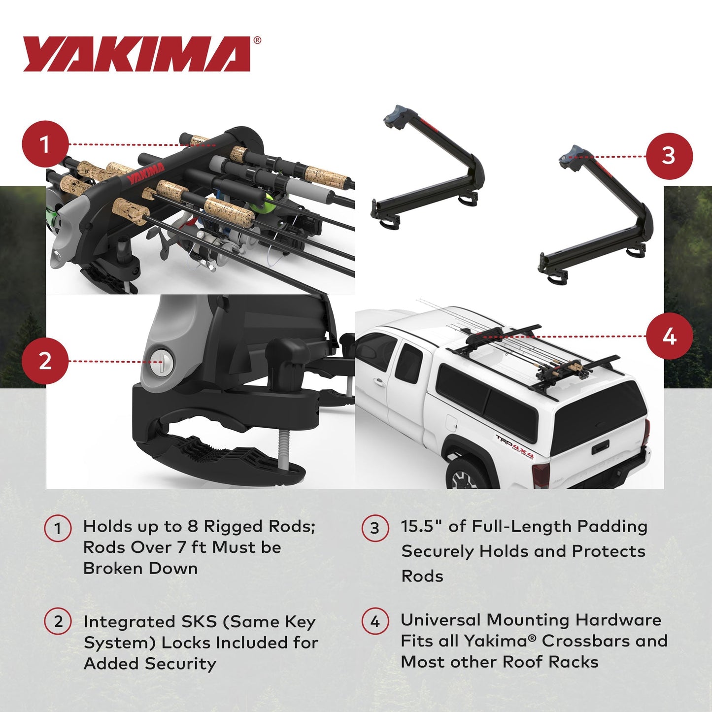 YAKIMA ReelDeal Padded Rooftop Rack Fishing Rod, Ski, and Snowboard Mount, Black - Find Fresh Goods