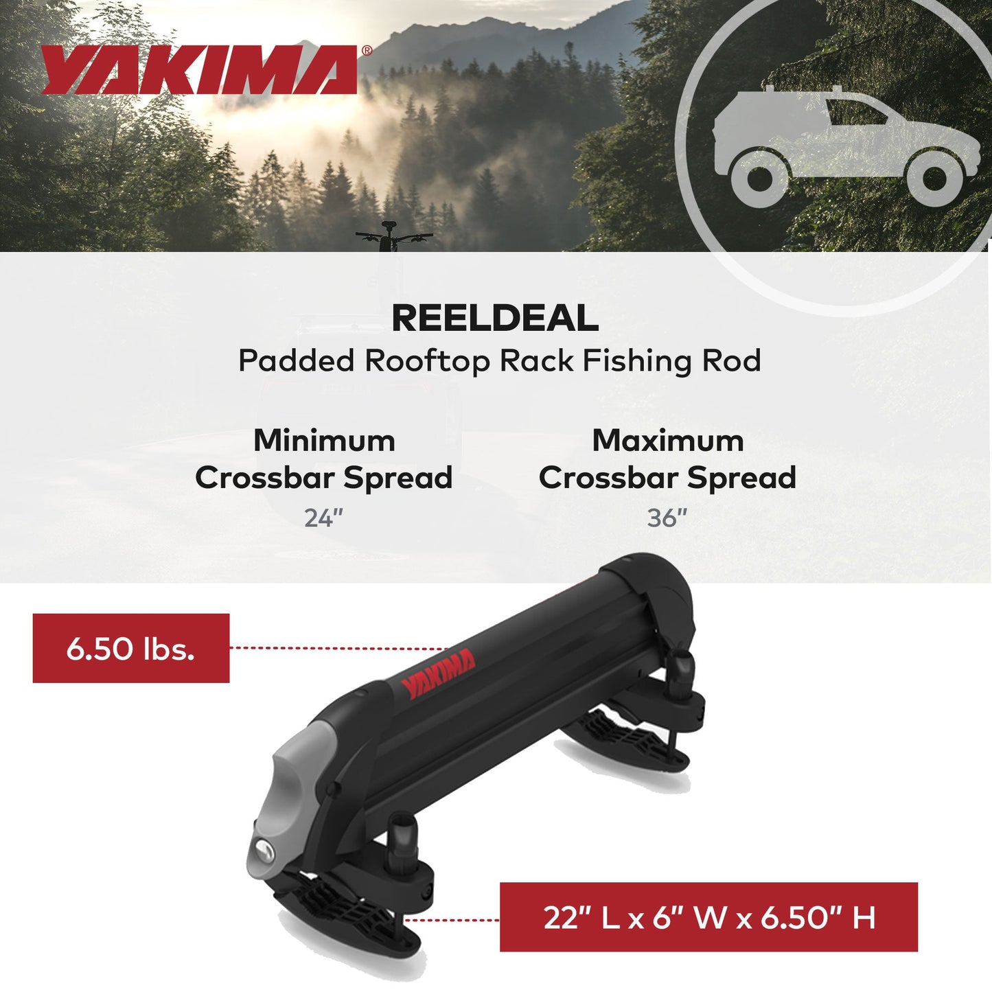 YAKIMA ReelDeal Padded Rooftop Rack Fishing Rod, Ski, and Snowboard Mount, Black - Find Fresh Goods