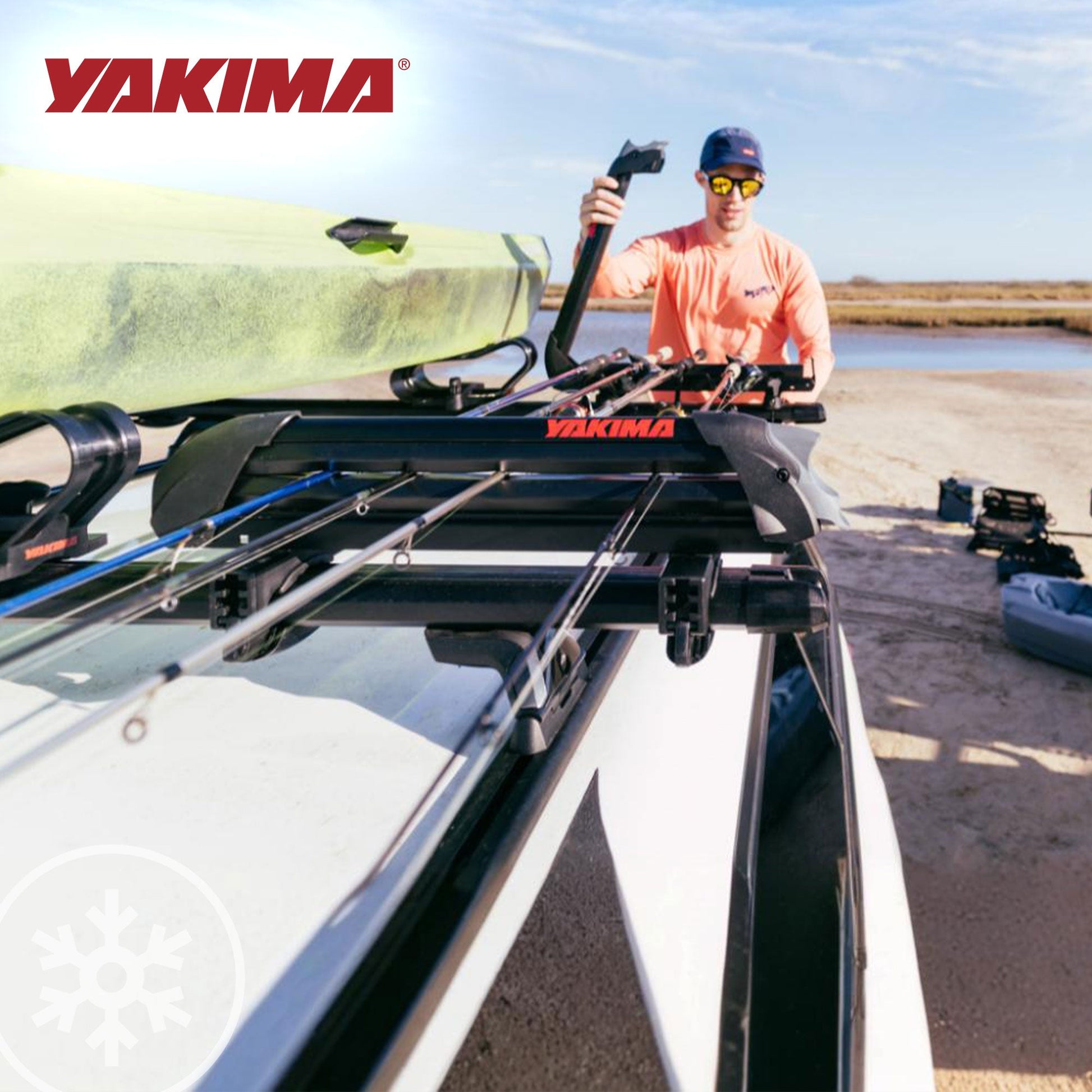 YAKIMA ReelDeal Padded Rooftop Rack Fishing Rod, Ski, and Snowboard Mount, Black - Find Fresh Goods