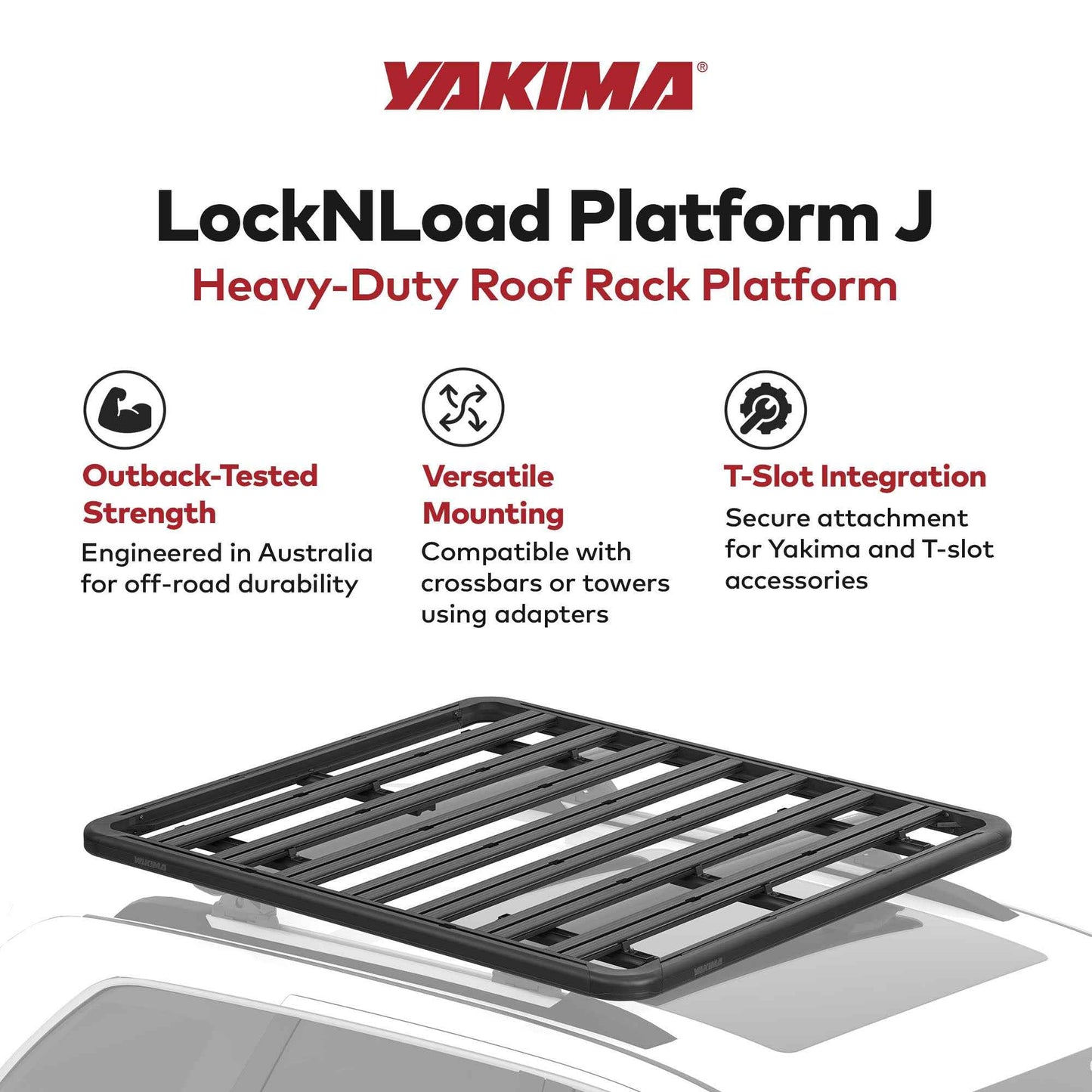 Yakima 76 by 65 Inch LockNLoad 3 Bar System Heavy Duty Roof Rack Platform, Black