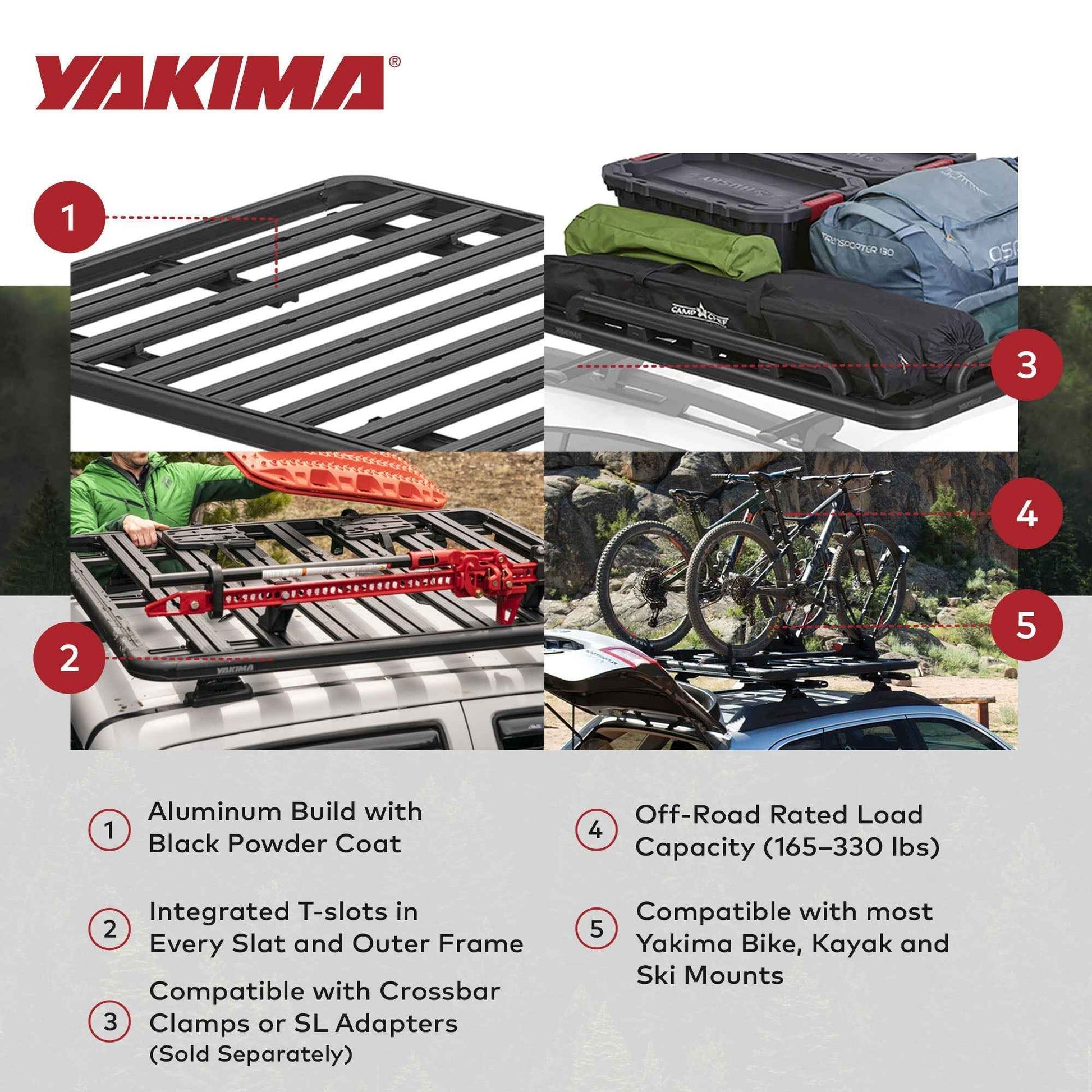Yakima 76 by 65 Inch LockNLoad 3 Bar System Heavy Duty Roof Rack Platform, Black