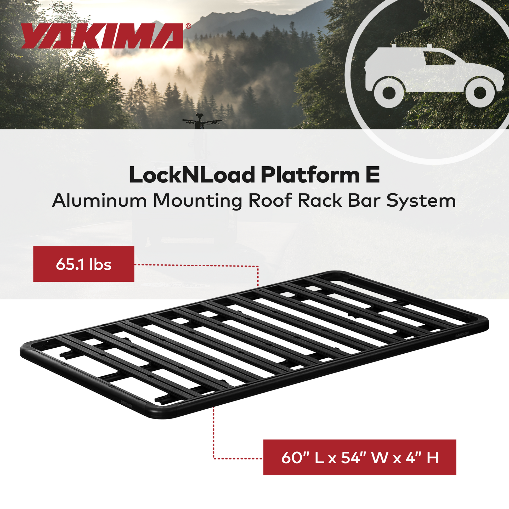 YAKIMA 84 by 49 Inch LockNLoad 3 Bar System Heavy Duty Roof Rack Platform, Black - Find Fresh Goods
