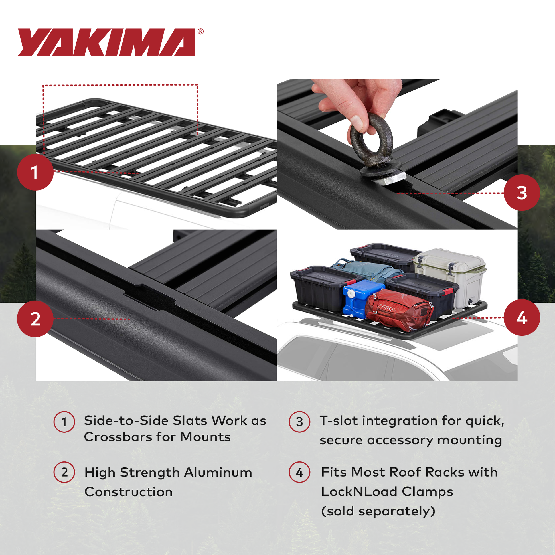 YAKIMA 84 by 49 Inch LockNLoad 3 Bar System Heavy Duty Roof Rack Platform, Black - Find Fresh Goods
