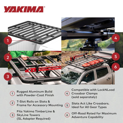 YAKIMA 84 by 54 Inch LockNLoad 3 Bar System Heavy Duty Roof Rack Platform, Black - Find Fresh Goods