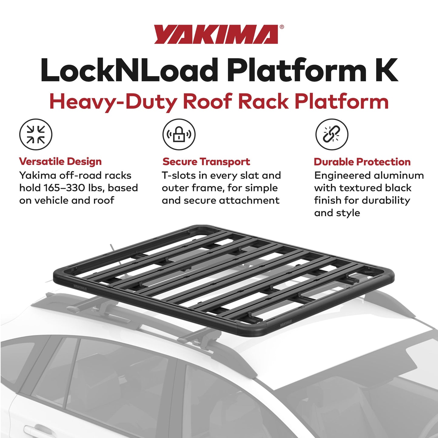 Yakima 55 by 49 Inch LockNLoad 3 Bar System Heavy Duty Roof Rack Platform, Black - Find Fresh Goods