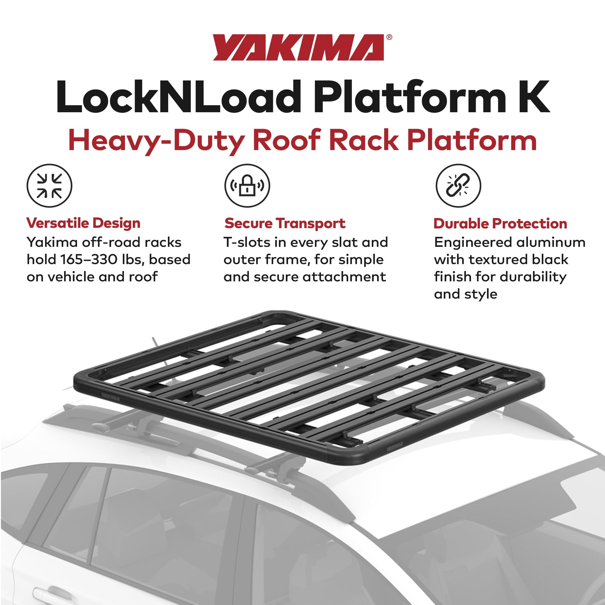 Yakima 55 by 49 Inch LockNLoad 3 Bar System Heavy Duty Roof Rack Platform, Black - Find Fresh Goods