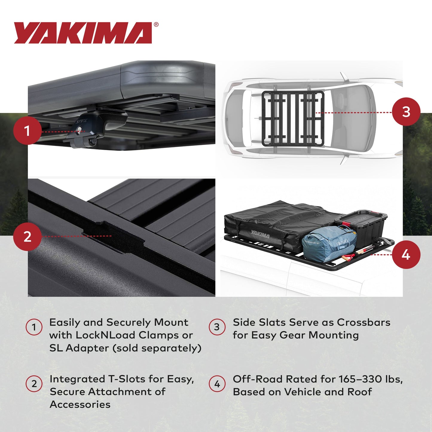 Yakima 55 by 49 Inch LockNLoad 3 Bar System Heavy Duty Roof Rack Platform, Black - Find Fresh Goods