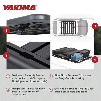 Yakima 55 by 49 Inch LockNLoad 3 Bar System Heavy Duty Roof Rack Platform, Black - Find Fresh Goods